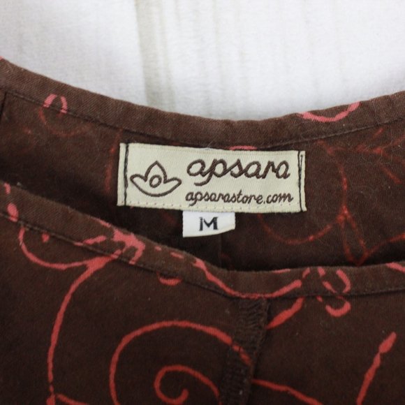 Apsara Brown Floral Spaghetti Strap Lightweight Flowy Cotton Sun Dress Size M - Picture 8 of 10